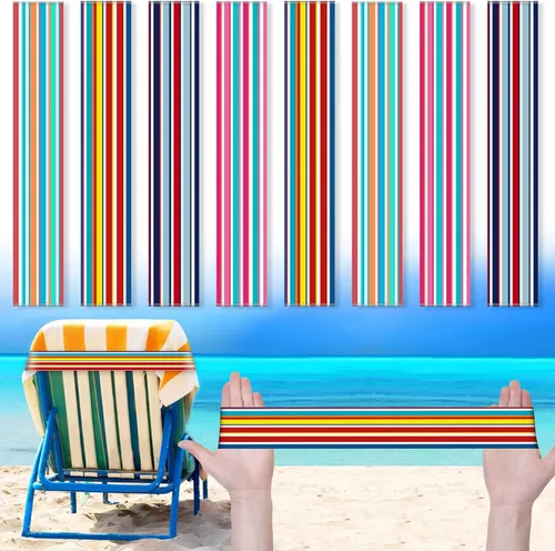 Miniatura 20 de Boao 8 Piezas Bandas de Toalla Grandes para Sillas de Playa 15.75" x 1.97" Bandas de Toalla para Sillas de Crucero Clips Elásticos a Prueba