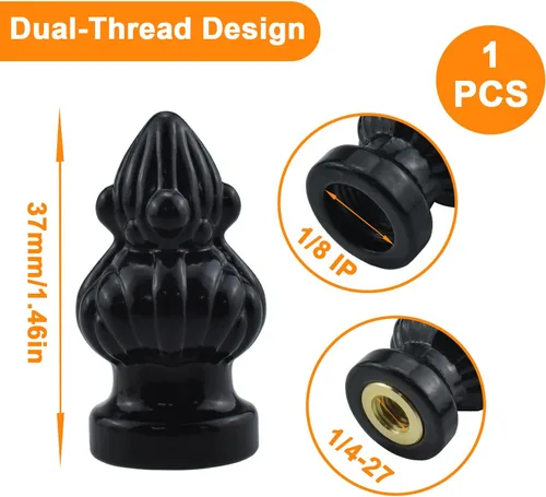 Miniatura 2 de Perilla de Remate de Lámpara de Latón Antiguo Decoración de Remate de Lámpara Retro con Tornillo de Doble Rosca para Pantalla de Lámpara, Compatible