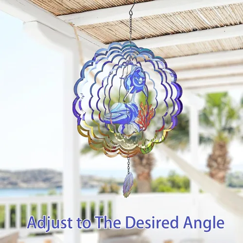 Miniatura 6 de Ballena 3D Giradisco Cinético Arte de Metal Colgante Giradisco de Viento Decoración al Aire Libre Adornos Oceánicos Decoración para Patio y Jardín