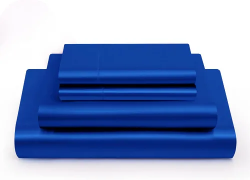 Miniatura 218 de Vonty Juego de sábanas de satén suave y sedosas tamaño King, 1 sábana bajera de bolsillo profundo + 1 sábana encimera + 2 fundas de almohada Cristal
