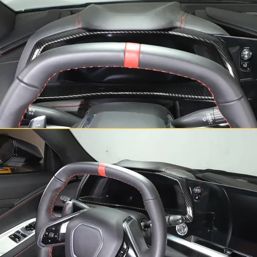 Miniatura 7 de Marco de cubierta de tablero de instrumentos compatible con Chevrolet Corvette C8 2020-2023, accesorios interiores (patrón de fibra de carbono)