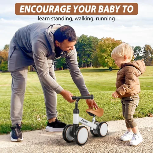 Miniatura 5 de Phobby Bicicleta de Equilibrio para Bebé para Niños y Niñas de 1 a 2 Años, Bicicleta de 4 Ruedas para Niños Pequeños con Asiento Ajustable, Juguete