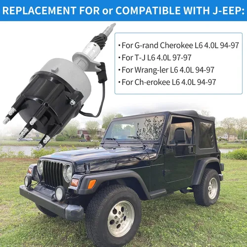 Miniatura 2 de Distribuidor de encendido para Jeep Cherokee Wrangler Grand Cherokee 4.0L Compatible con TJ L6 1994-1997 Sustituye a 56027028 4723067 DST4696