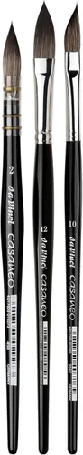 Miniatura 2 de da Vinci Brushes 4250DV - Juego de pinceles para acuarela, tamaño 2, tamaño inclinado 10, ovalado tamaño 12, negro 3