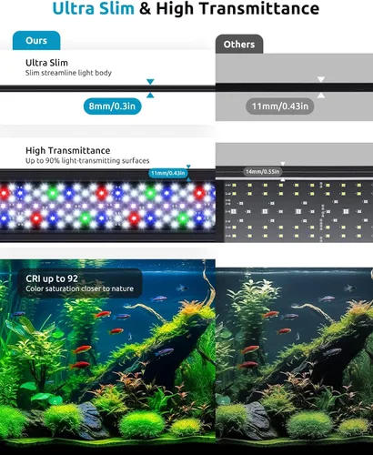 Miniatura 8 de SEAOURA - Luz LED para acuario, temporizador personalizado 24/7, memoria de apagado, luz de tanque de peces de espectro completo de 7 filas de LED