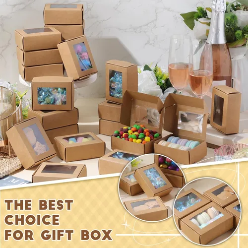 Miniatura 6 de Zonon 30 piezas de cajas de jabón para embalaje casero, mini cajas de regalo de papel kraft con ventana para panadería, caramelos, fabricación