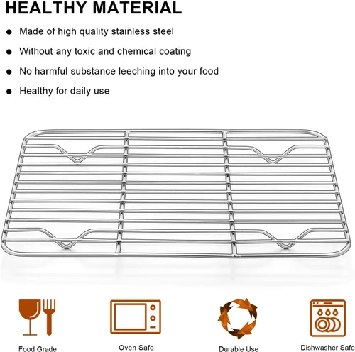 Miniatura 4 de E-far Juego de 2 estantes pequeños para hornear, de acero inoxidable, tamaño de 8.6 x 6.2 pulgadas, no tóxico y libre de óxido, apto para horno