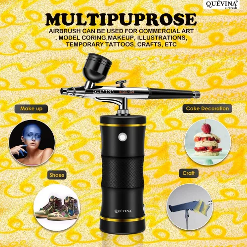 Miniatura 5 de Quevina - Kit de aerógrafo inalámbrico, compresor de pistola de cepillo de aire de maquillaje de mano, aerosol para reposteria para mejora