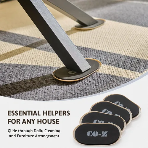 Miniatura 6 de CO-Z Deslizadores grandes para muebles, paquete de 4, deslizadores ovalados reutilizables de 6 x 9 1/2 pulgadas para alfombras, deslizadores
