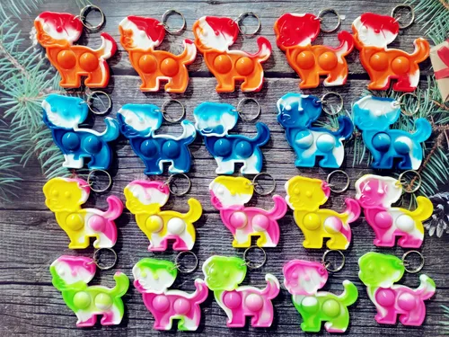 Miniatura 2 de Paquete de 20 paquetes de mochila a granel para perros, llavero mini pop Fidget verano estudiantes regalos de fiesta, premio de burbujas