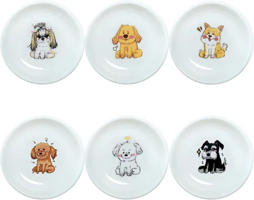 Miniatura 12 de SOCOSY Platos de cerámica súper lindos con animales de dibujos animados, platos de condimentos, pequeños tazones para alimentación de gatos, perros