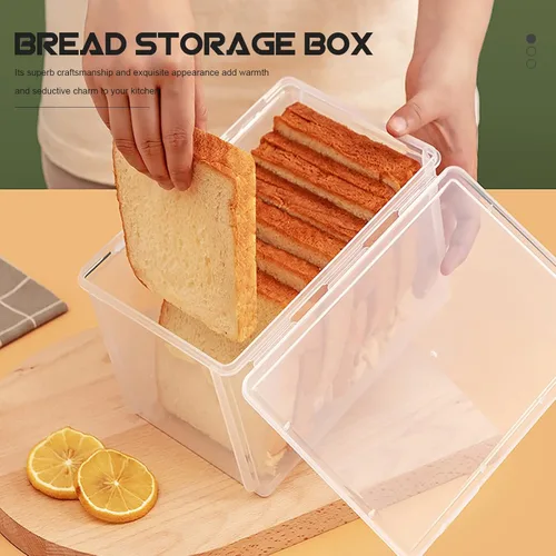 Miniatura 9 de UPKOCH Contenedor de pan hermético para almacenamiento de pan, caja de tostadas, dispensador de pan y pasteles, dispensador de ahorro transparente