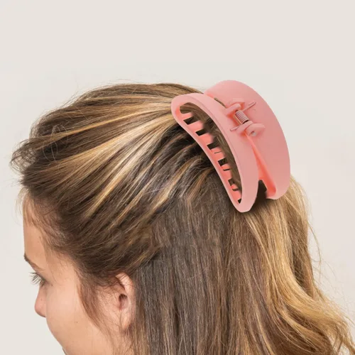 Miniatura 5 de Lurrose Pinza para el pelo para mujer, soporte para cola de caballo en forma de luna, pinzas curvadas huecas esmeriladas, pinzas para el pelo