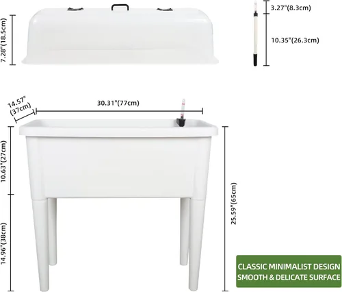 Miniatura 3 de Dexceder Cama de jardín elevada de 13.2 galones con riego automático, tapa transparente con ventilación, invernadero, caja de plantación para Blanco