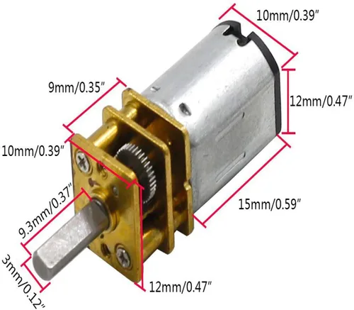Miniatura 5 de Motor de engranaje de rueda de engranajes de CC en miniatura de 12 V 600 RPM con motor de caja de cambios de metal completo eje GA12-N20