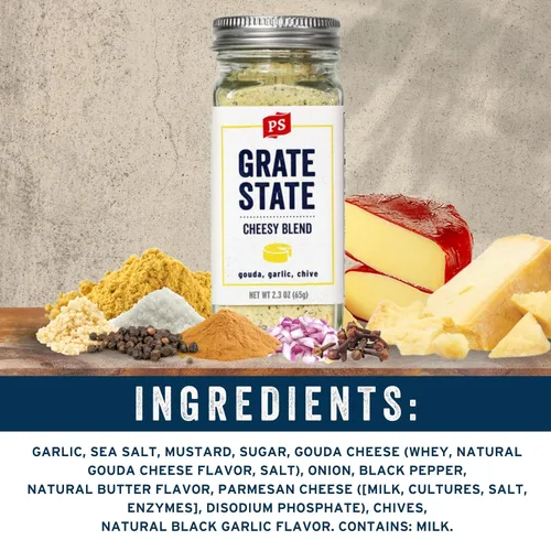 Miniatura 2 de PS Seasoning Grate State - Mezcla de condimentos de queso multiusos para aperitivos, pasta, palomitas de maíz, nachos, pan de ajo, cobertura