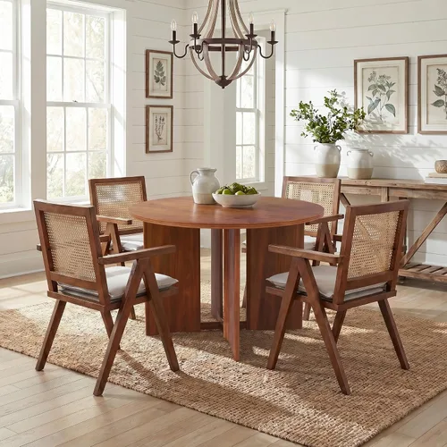 Miniatura 11 de Hyfirm Juego de 2 sillas de comedor de ratán negro, sillas de comedor de madera y caña de granja con asiento de bastón, sillones de cocina de ratán