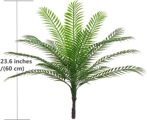 Miniatura 5 de CATTREE Planta artificial de palmera, plantas tropicales falsas con hojas de plástico de vegetación sintética, arbustos de helecho boston bushe