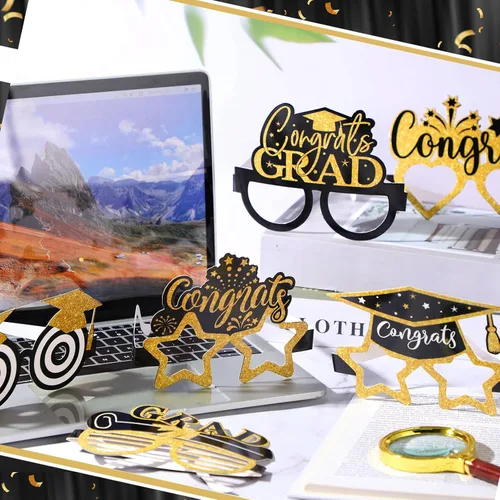 Miniatura 2 de Sabary 24 lentes de graduación de oro negro 2026 para la clase de 2026, accesorios para cabina de fotos de graduación, gafas de sol de graduación