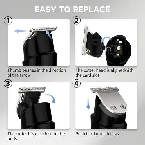 Miniatura 5 de RUIBO Cortadora de barba para hombres, kit de cortapelos inalámbrico 5 en 1 con maquinilla de afeitar de aluminio, peluquería corporal impermeable