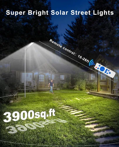 Miniatura 4 de JAYNLT X-12000W Luces de calle solares, luz comercial de estacionamiento de 6500K del atardecer al amanecer, luces de calle de seguridad