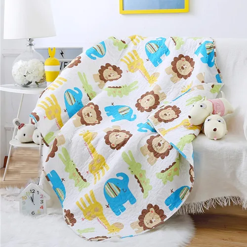 Miniatura 10 de ABREEZE Colcha de colcha para niños, niñas y niños, regalo de cama 100% algodón natural, 43 x 51 pulgadas, tren azul