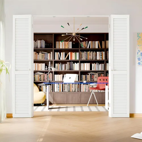 Miniatura 35 de Puerta plegable de 180 grados, para aberturas de 30 ″ x 80 ″, puerta plegable esmerilada blanca 3-Lite con bisagras, juego de herrajes para puertas