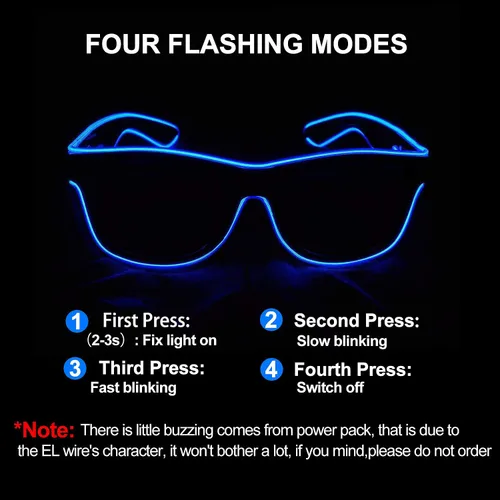 Miniatura 3 de YouRfocus Gafas inalámbricas con luz LED que brillan en la oscuridad, gafas de neón para fiestas rave, EDM, Halloween, Navidad (verde)