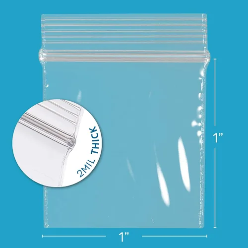 Miniatura 2 de GPI - Paquete de 100 bolsas de plástico transparente con cremallera de 1 x 1 pulgada de grosor, bolsas de plástico transparente con cierre