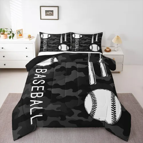 Miniatura 13 de Erosebridal Juego de edredón de béisbol tamaño individual, juegos de ropa de cama deportiva para niños, edredones y juegos de ropa de cama de nido