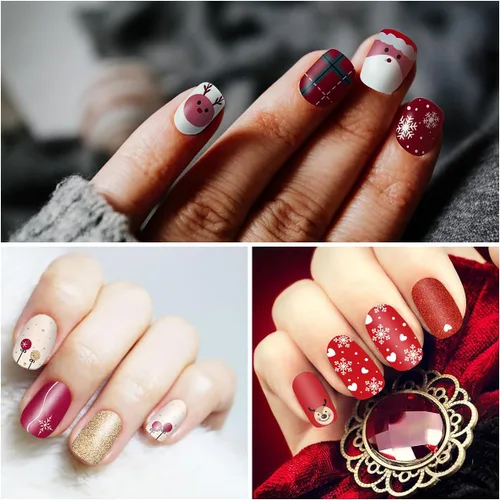 Miniatura 4 de 20 hojas de calcomanías de esmalte de uñas de Navidad, envolturas completas para mujeres, tiras de gel autoadhesivas de manicura con lima de uñas