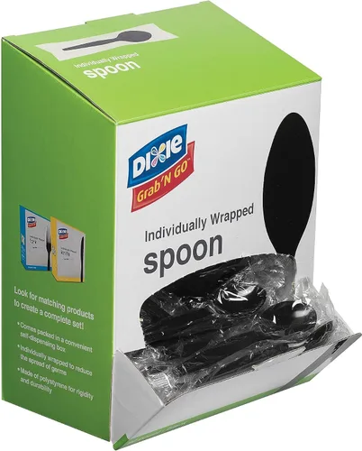 Miniatura 3 de Dixie Grab'n Go Cubiertos envueltos, cucharaditas, negro, 90 por caja, mediano
