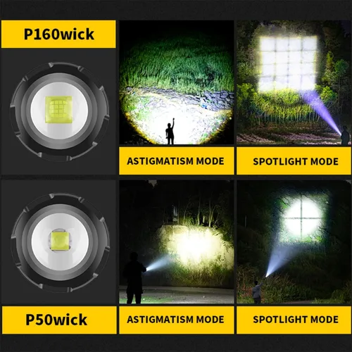 Miniatura 3 de Linterna LED de alto lúmenes, linternas tácticas con zoom y 5 modos de luz de larga distancia, impermeable, antorcha de caza al aire libre (XHP50)