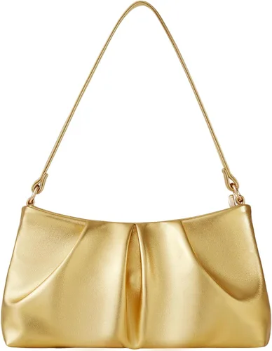Miniatura 19 de Bolso de noche de piel sintética, bolso de mano fruncido para mujer, con correas de hombro dobles desmontables, bolso cruzado