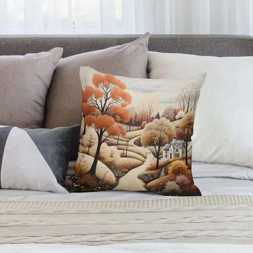 Miniatura 7 de Funda de almohada de paisaje, campo, otoño, otoño, tamaño estándar, otoño, día de Acción de Gracias, cuadrada, suave, doble cara, impresión, funda