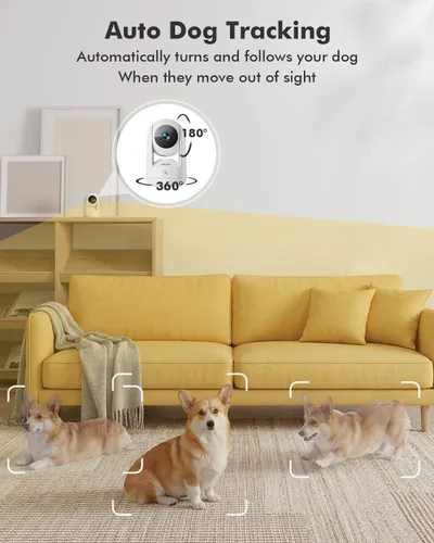 Miniatura 4 de Dzees Cámara de seguridad 5G/2.4G WiFi para interiores, cámara para mascotas sin suscripción, cámaras WiFi 2K 360°, cámara con cable para mascotas