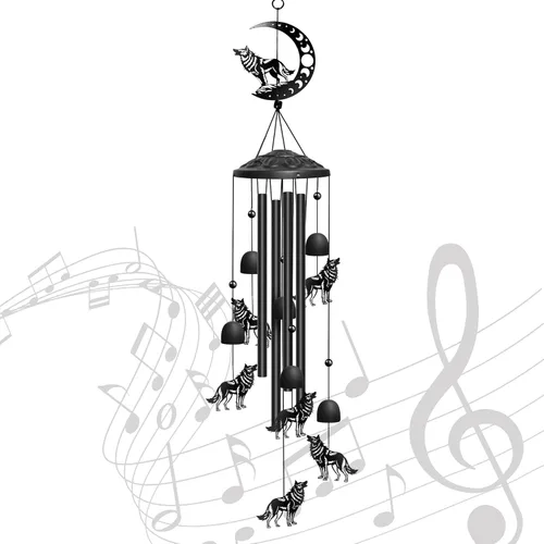 Miniatura 25 de Campanillas de viento de perro salchicha para exteriores, campanillas de viento decorativas, regalos de perro salchicha para mujeres/hombres, Negro