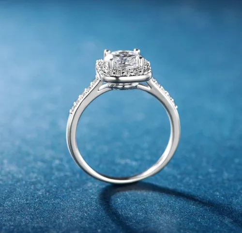 Miniatura 6 de MDFUN - anillo de compromiso para mujer con circonia cúbica, chapado en oro blanco de 18 quilates