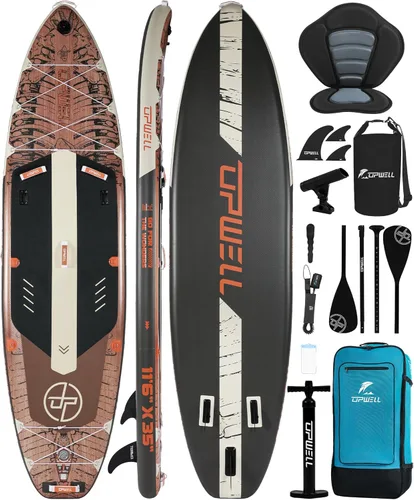 Miniatura 14 de UPWELL Tabla de Paddle Inflable de 10'6"/11'/11'6", Stand Up Paddleboard para Jóvenes y Adultos, Diseño Estable, Accesorios Premium de SUP, Mochila