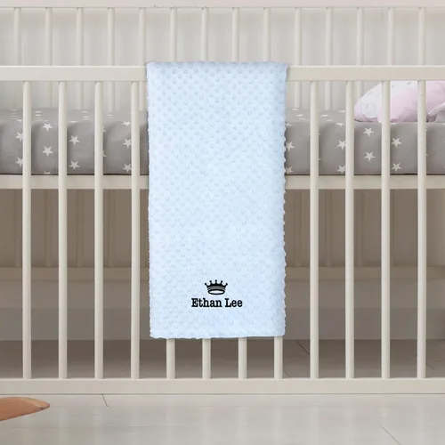 Miniatura 6 de Manta de bebé personalizada de Minky con nombre, icono, 2 colores, 15 iconos, 7 fuentes, manta suave y sedosa de puntos de doble cara para baby