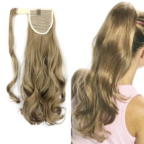 Miniatura 16 de Extensión de cola de caballo de 18 pulgadas para mujer, 3.53 onzas, fibra sintética natural japonesa resistente al calor, color negro azabache #1