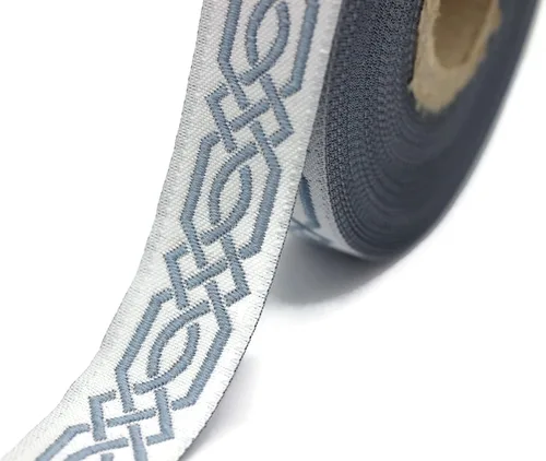 Miniatura 4 de Carrete de 10.9 yardas 0.79 pulgadas de ancho azul celta Claddagh bordado Jacquard Ribbon 20272