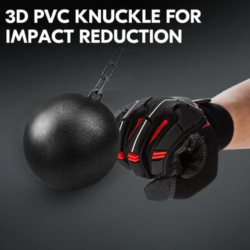 Miniatura 3 de Vgo... 1 par de guantes de trabajo de cuero sintético resistente, compatible con pantalla táctil (talla M, negro y rojo, SL9722)