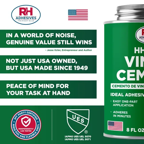 Miniatura 8 de HH-66 Cemento de vinilo, lata de 8 oz. - Adhesivo de vinilo, pegamento de cemento, pegamento de reparación, inflables, revestimiento de piscina