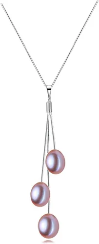 Elegante collar con colgante de perlas cultivadas de agua dulce rosa calidad AAAA con cadena de plata esterlina 18" (0.256x0.315 in) - PremiumPearl,