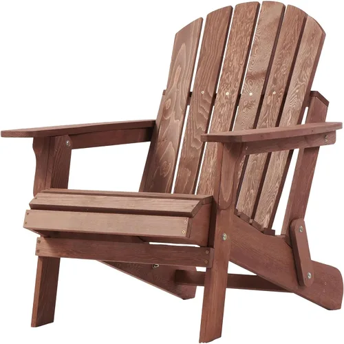 Miniatura 5 de Silla Adirondack plegable de madera para exteriores con respaldo y tabla de asiento premontados, capacidad de 330 libras, silla de madera de gran