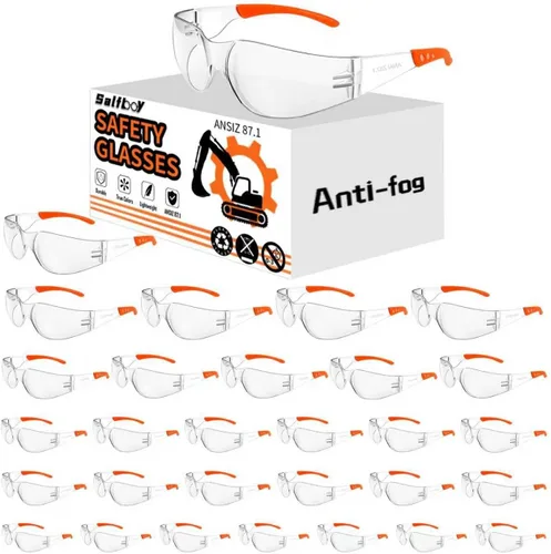 Salfboy Anti Fog Wraparound Safety Glasses Bulk, ANSI Z87.1 Certified for Construction, Yard Work, Laboratories