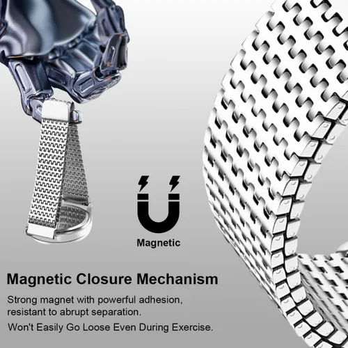 Miniatura 6 de Compatible con Galaxy Watch 1.811 in/Galaxy Watch 3 1.772 in/Gear S3 Frontier Classic Band 0.866 in Acero inoxidable malla metálica Loop Correa