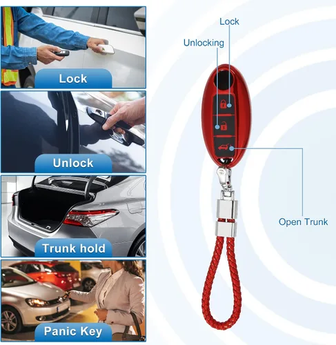 Miniatura 3 de X AUTOHAUX Funda de TPU para llavero de automóvil de 3 botones para Nissan Qashqai Juke X-Trail Micra Murano con kit de llaveros, protector de llave