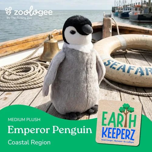Miniatura 2 de The Petting Zoo Peluche de pollito, pingüino emperador, regalos para niños, animales marinos Earth Keeperz, juguete de peluche de pingüino emperador